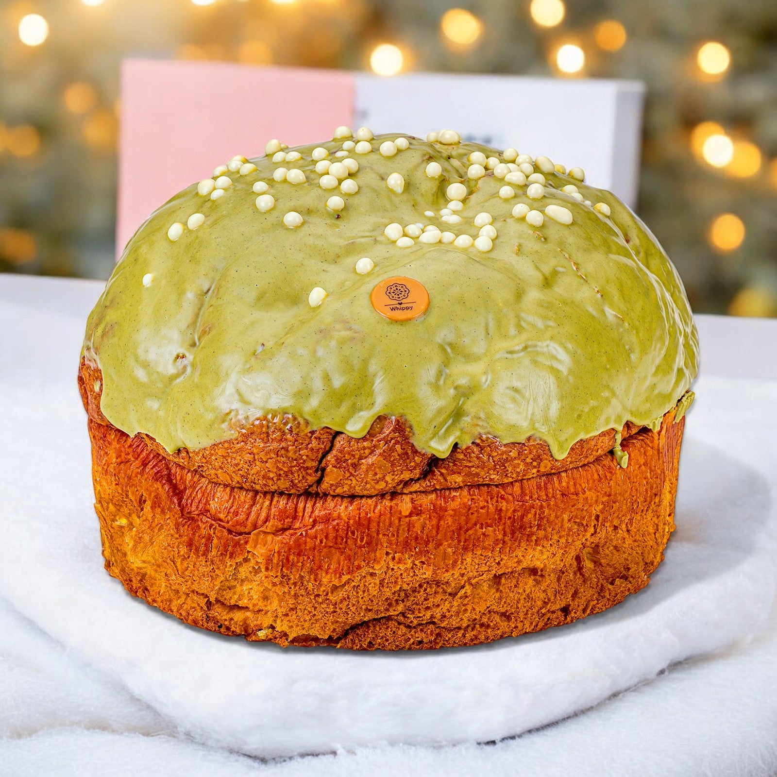 Panettone artigianale al Pistacchio di Sicilia, con vasetto di crema spalmabile al pistacchio