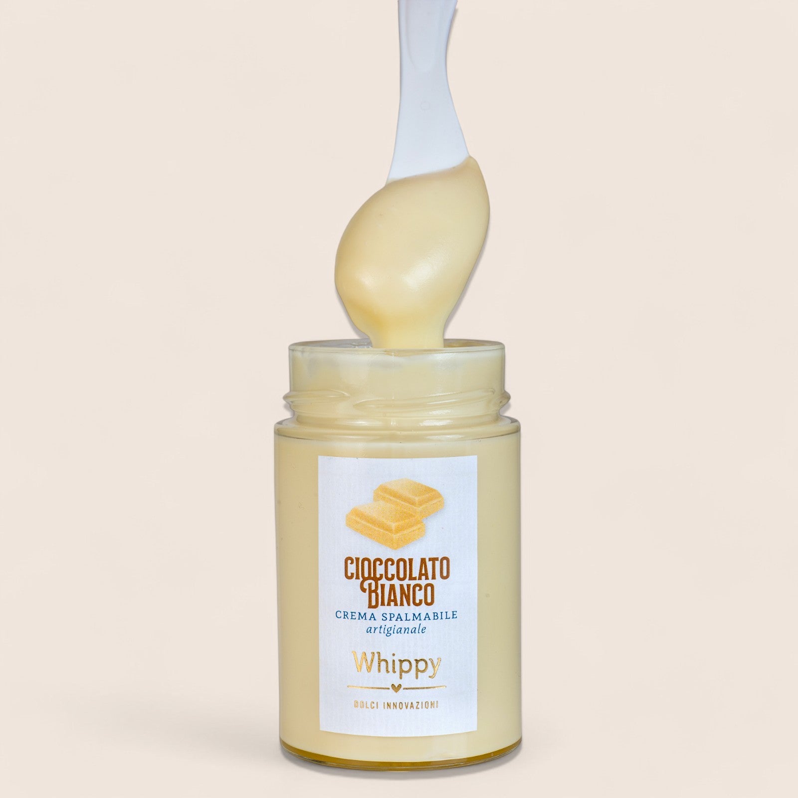 Spalmabile cioccolato bianco, gustosa crema spalmabile al gusto cioccolato bianco in vasetto da 220g