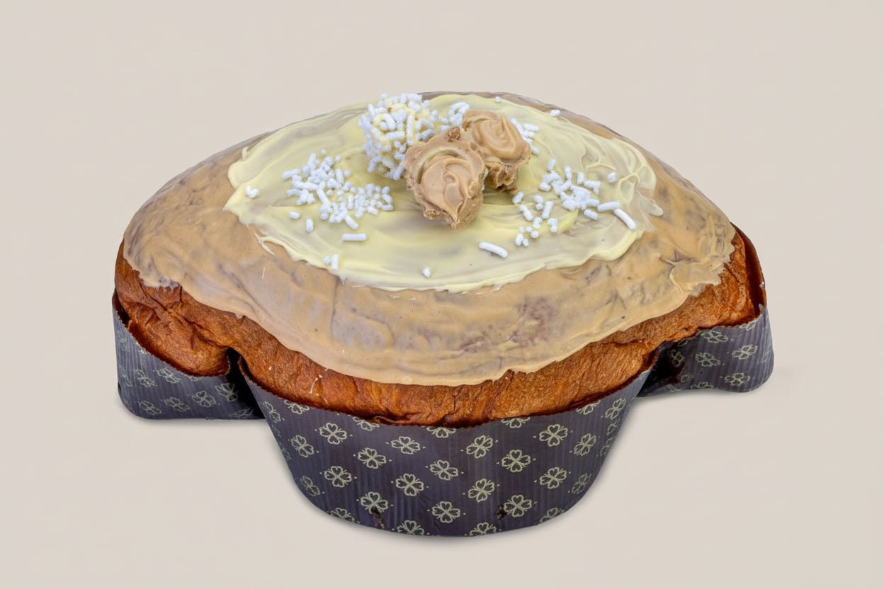 Artisanal Colomba Hippo, with a jar of artisanal hazelnut and white chocolate spread